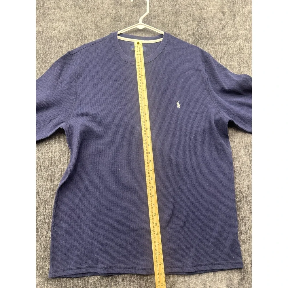 Polo Ralph Lauren Sleepwear Shirt Mens XL Navy Blue Pony Logo Casual Waffle Knit